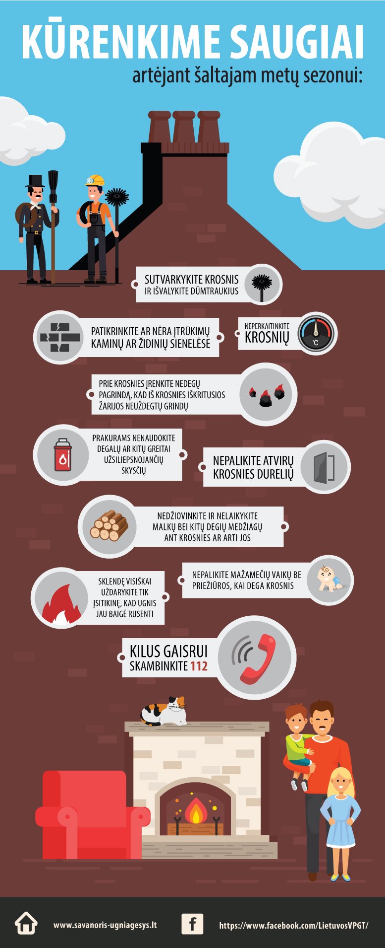 Informacinis plakatas apie saugų kūrenimą